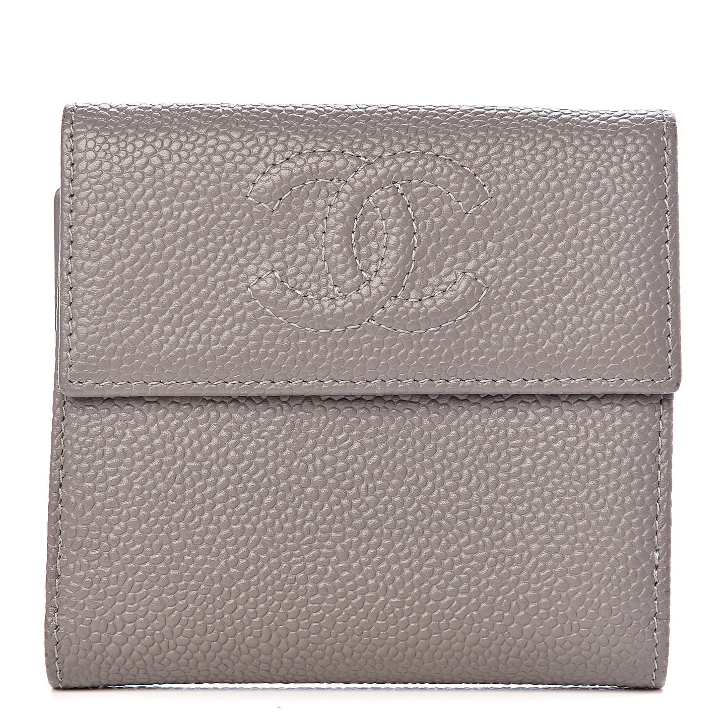 Caviar Timeless CC Compact French Wallet Light Grey