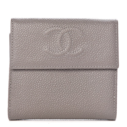 Chanel Caviar Timeless CC Compact French Wallet Light Grey 1 of 9