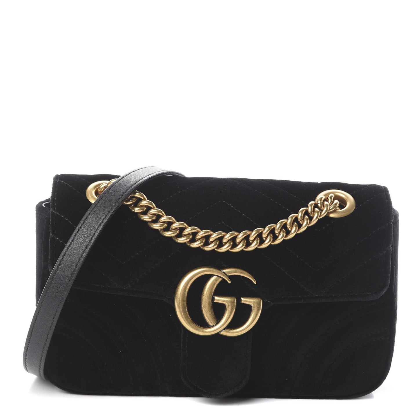Velvet Matelasse Mini GG Marmont Shoulder Bag Black