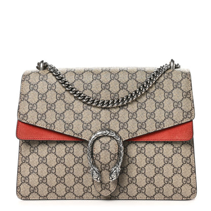 Gucci GG Supreme Monogram Suede Cudu Medium Dionysus Shoulder Bag Beige Ebony Vulcanic Red 1 of 11