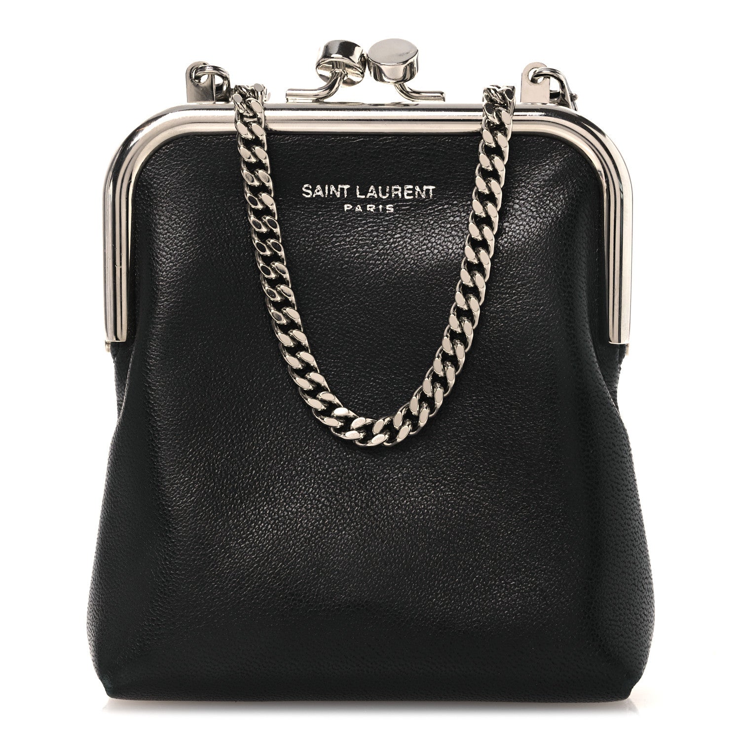 Saint Laurent Lambskin Mini Sac Charniere Black 7 of 9