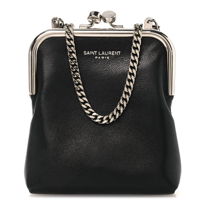 Saint Laurent Lambskin Mini Sac Charniere Black 7 of 9