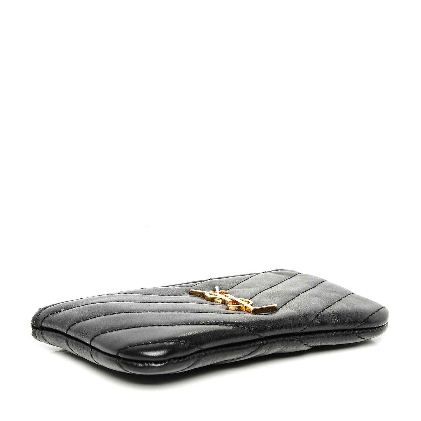 Calfskin Matelasse Monogram Key Pouch Black