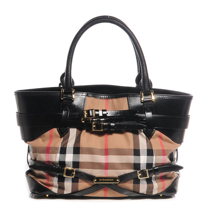 Burberry House Check Bridle Calfskin Medium Lynher Tote Black 1 of 10