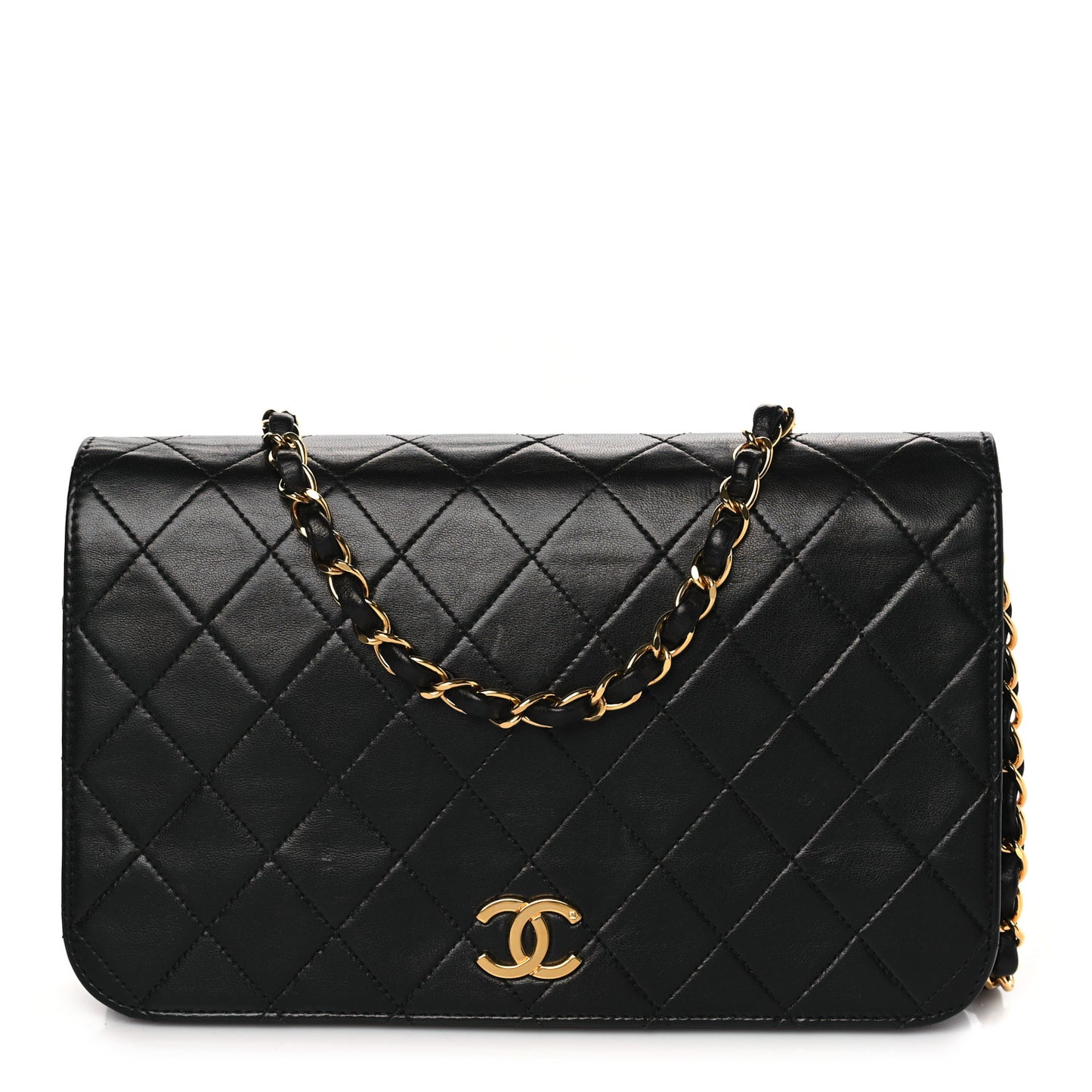 Lambskin Quilted Small Single Flap Black