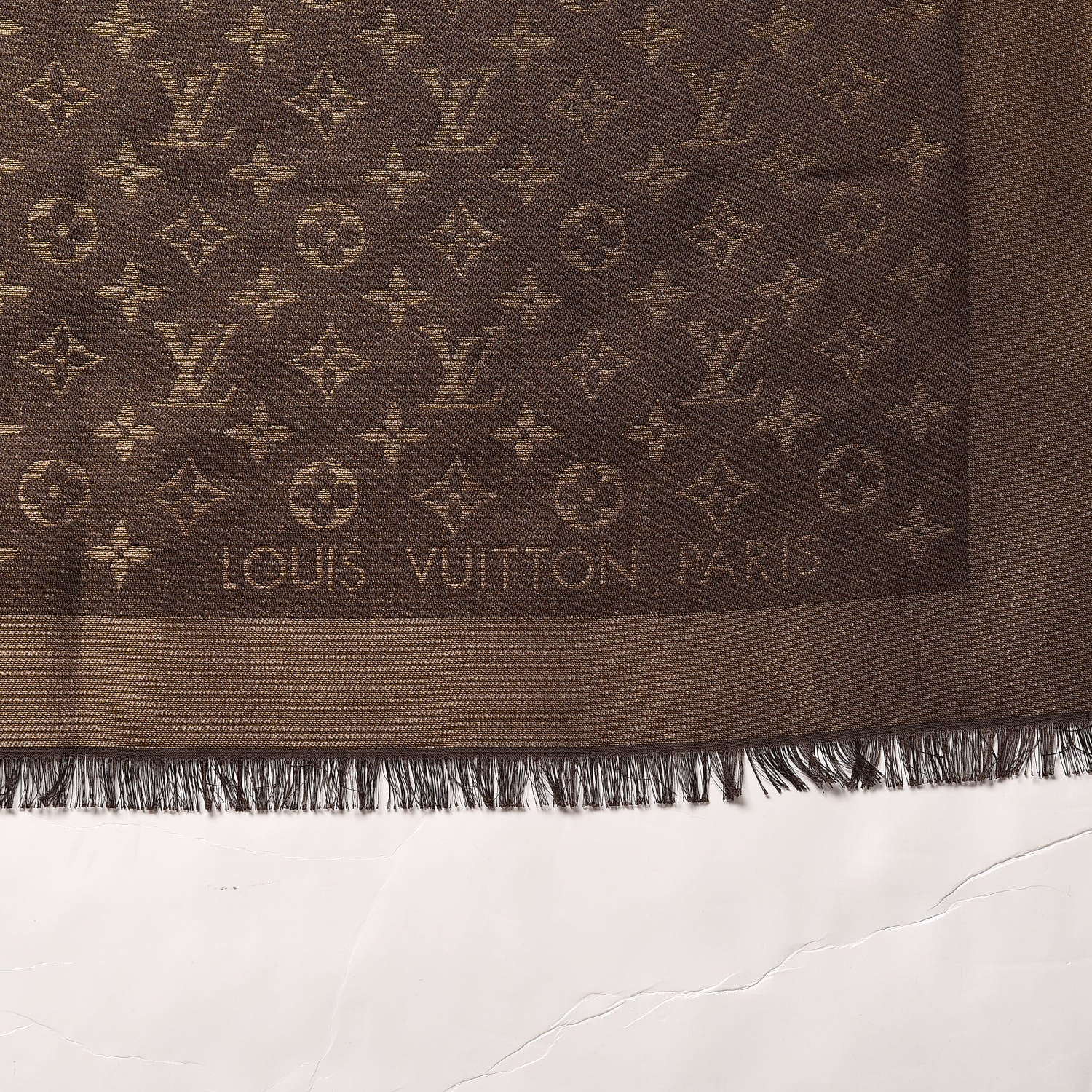 Louis Vuitton Silk Lurex Wool Monogram Shine Shawl Brown 3 of 4