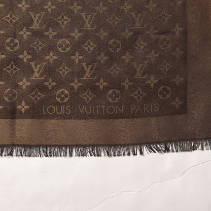 Louis Vuitton Silk Lurex Wool Monogram Shine Shawl Brown 3 of 4