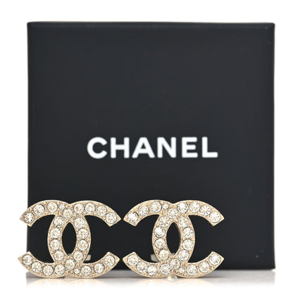 Chanel Crystal CC Clip on Earrings Gold 5 of 5