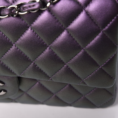 Chanel Iridescent Lambskin Quilted Medium Double Flap Dark Purple 15 of 16