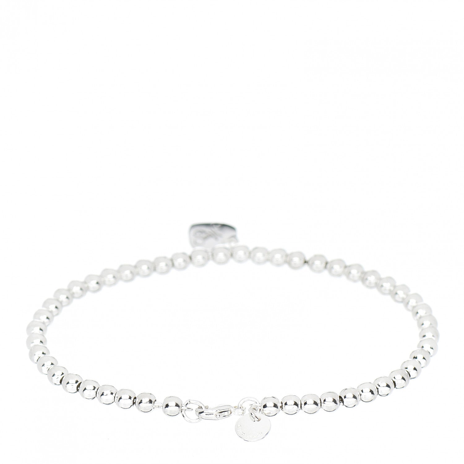 Tiffany Sterling Silver 4mm Mom Heart Tag Bead Bracelet 2 of 3