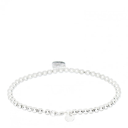 Tiffany Sterling Silver 4mm Mom Heart Tag Bead Bracelet 2 of 3