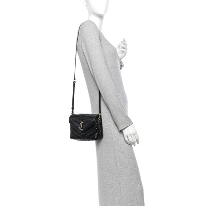 Saint Laurent Calfskin Y Quilted Monogram Toy Loulou Crossbody Bag Black 2 of 10