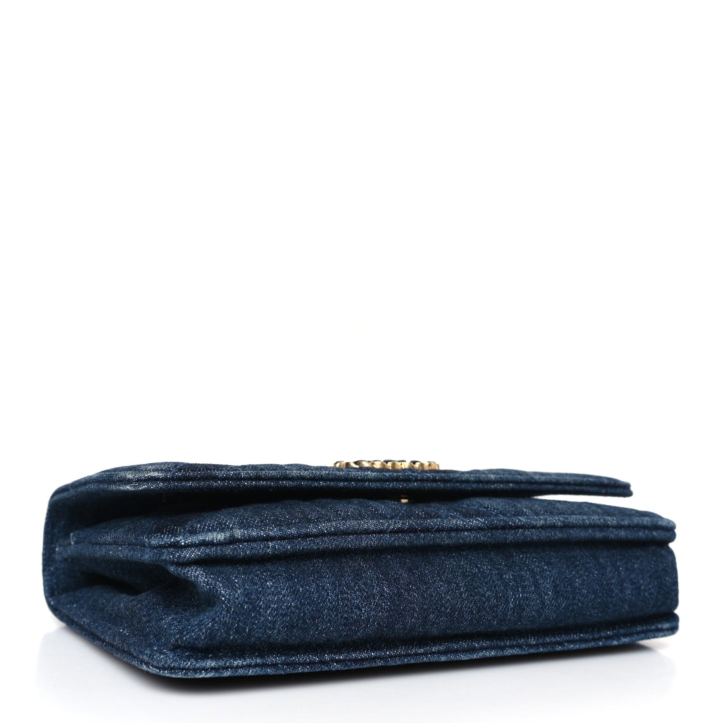 Denim Quilted Chanel 19 Wallet On Chain WOC Blue