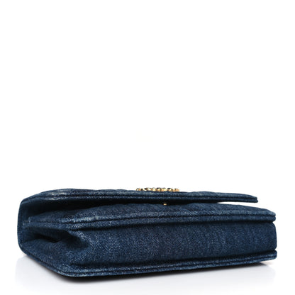 Chanel Denim Quilted Chanel 19 Wallet On Chain WOC Blue 5 of 11