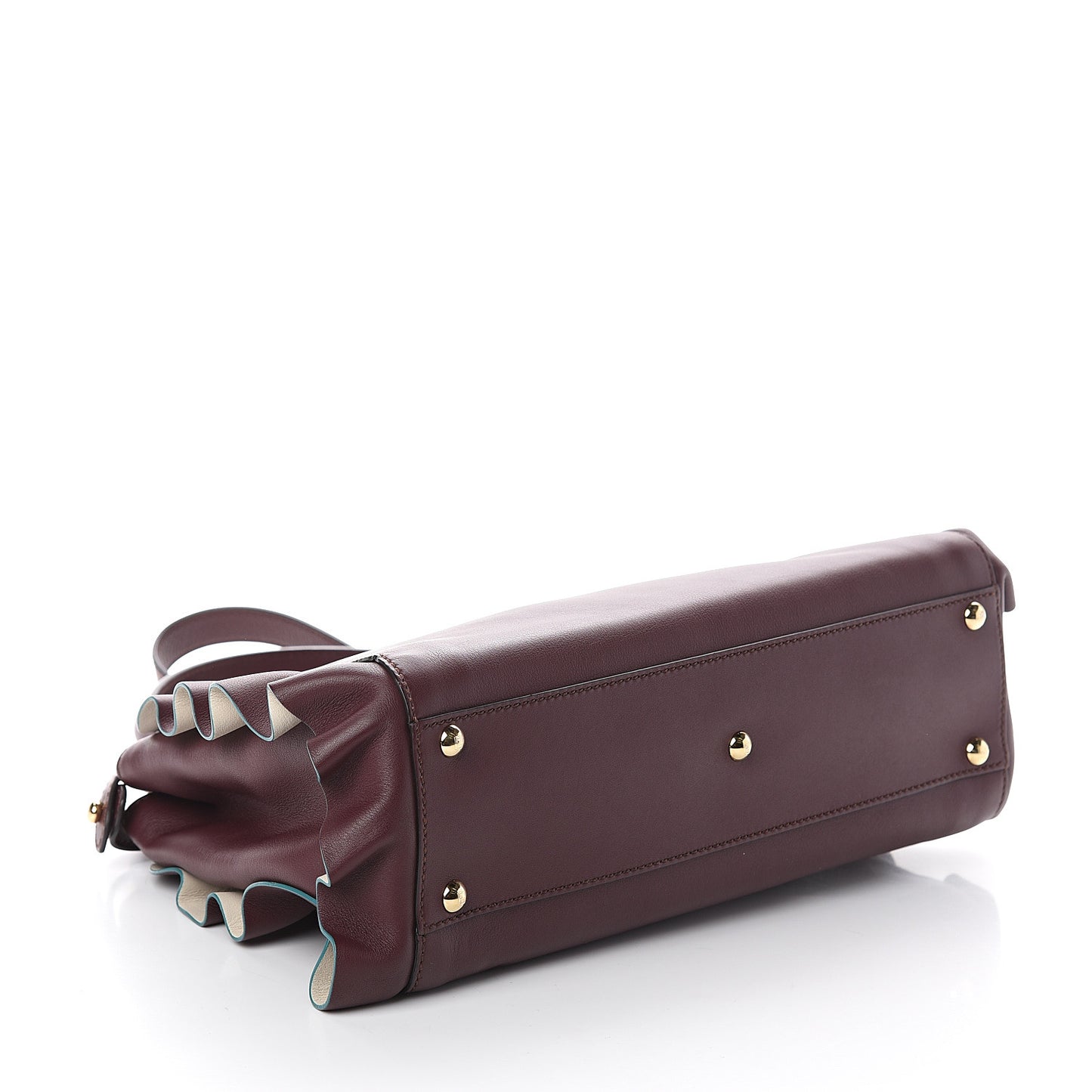 Vitello Seta Waves Bi-Color Medium Peekaboo Iconic Satchel Bordeaux Latte