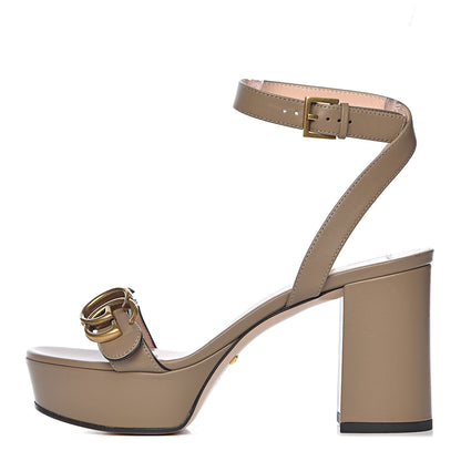 Gucci Calfskin GG Marmont Ankle Wrap 30/85mm Platform Sandals 36.5 Mud 1 of 10