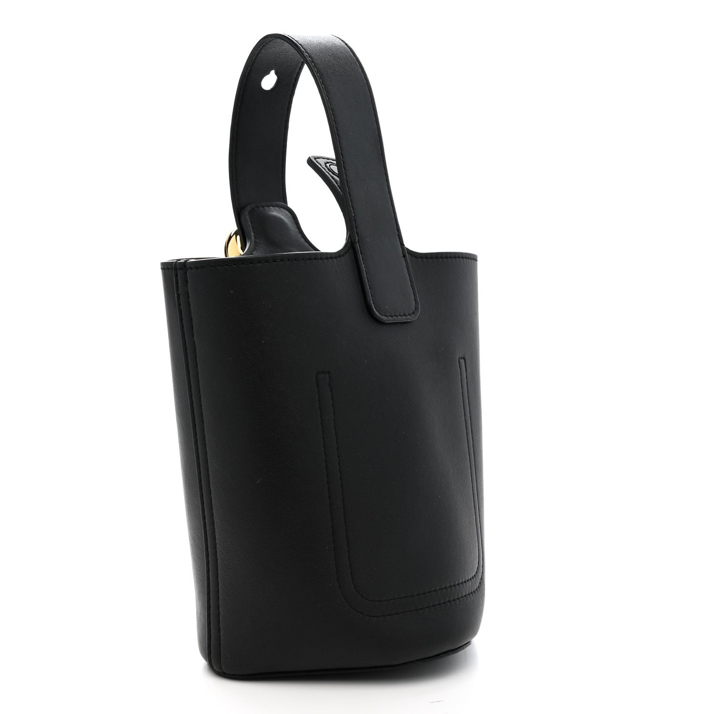 Soft Grained Calfskin Mini Pebble Bucket Bag Black