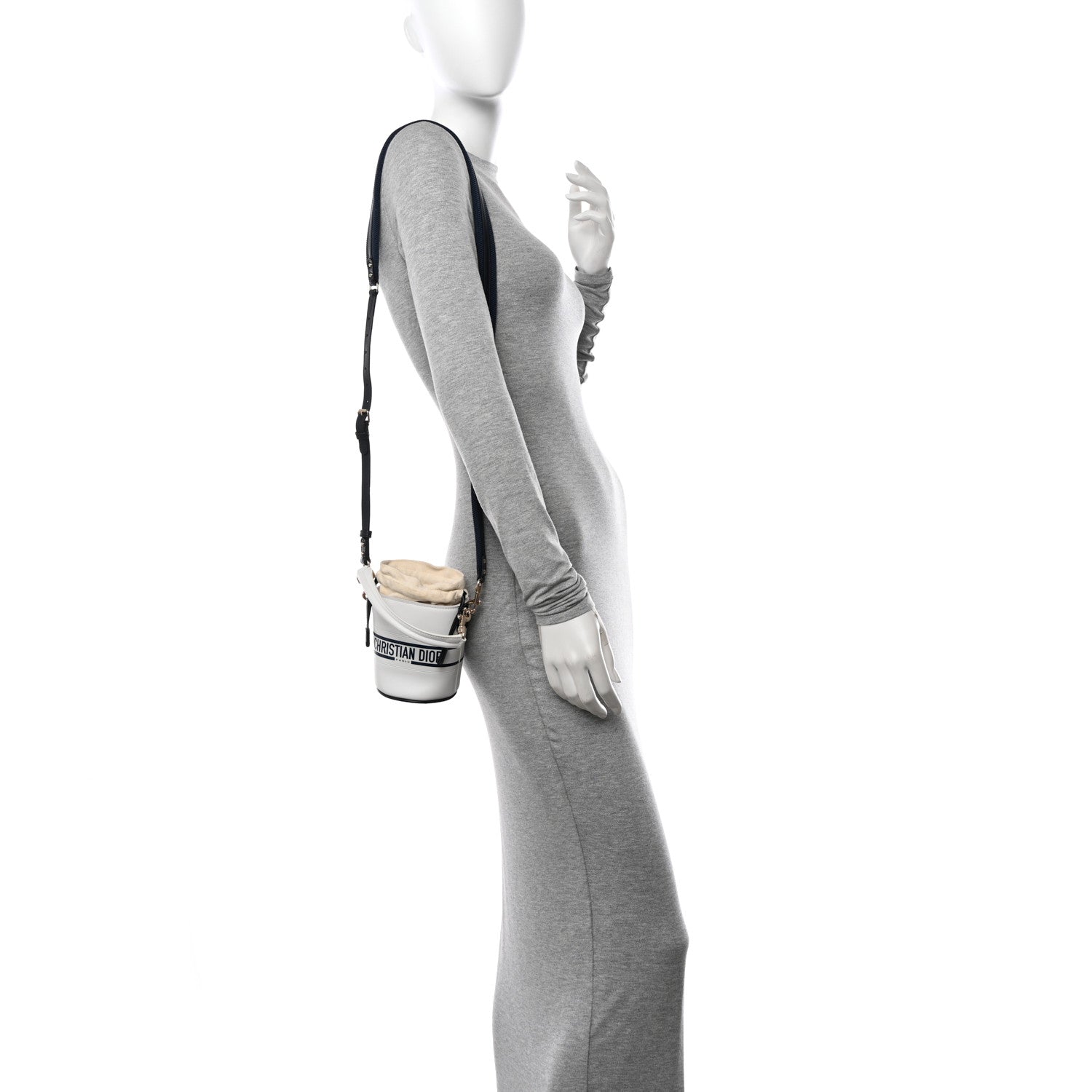 Christian Dior Calfskin Micro Dior Vibe Bucket White Blue 2 of 15