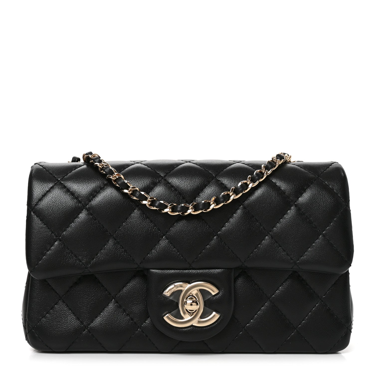 Chanel Lambskin Quilted Mini Rectangular CC Slide Flap Black 1 of 11
