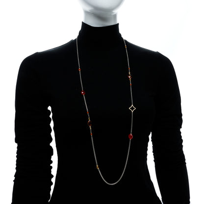 David Yurman Sterling Silver 18K Yellow Gold Amber Citrine Carnelian Quatrefoil Necklace 2 of 5