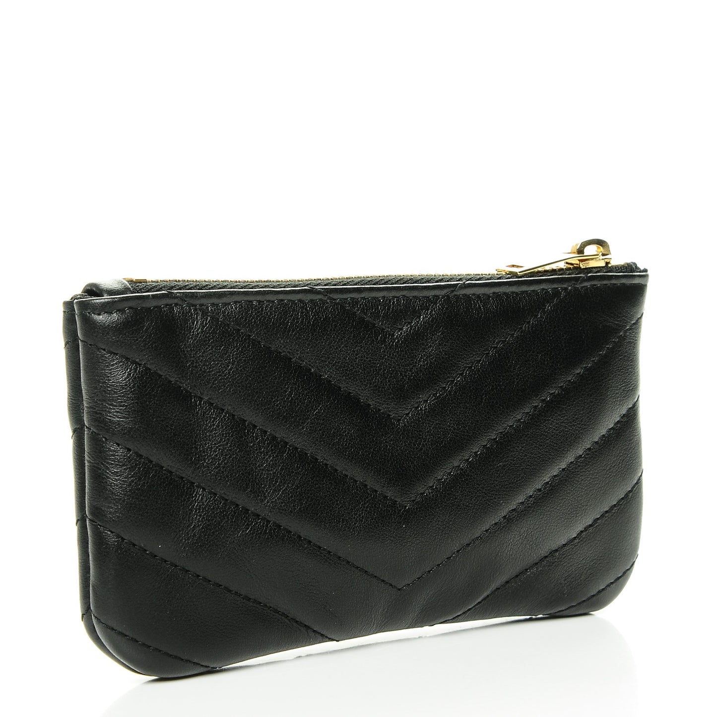 Calfskin Matelasse Monogram Key Pouch Black