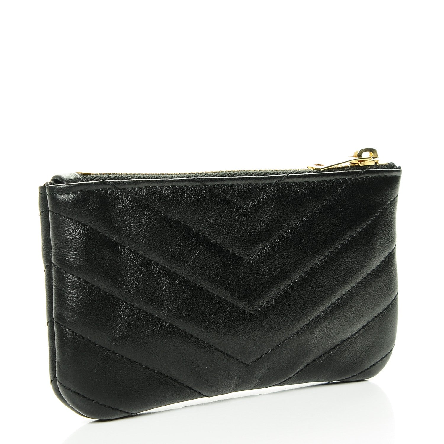 Saint Laurent Calfskin Matelasse Monogram Key Pouch Black 3 of 6