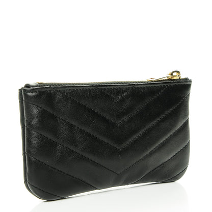 Saint Laurent Calfskin Matelasse Monogram Key Pouch Black 3 of 6