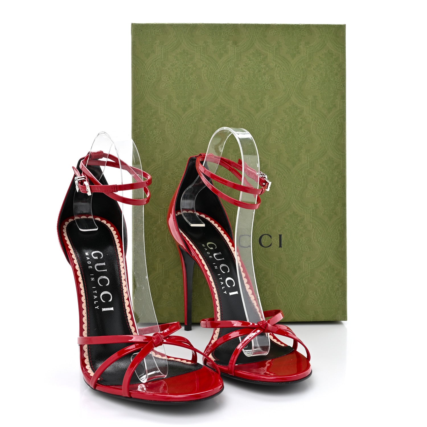 Gucci Patent Crystal Removable Bow Sandals 40 Red 8 of 8