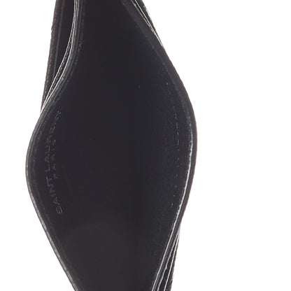 Saint Laurent Grain De Poudre Matelasse Chevron Monogram Credit Card Case Black 5 of 8