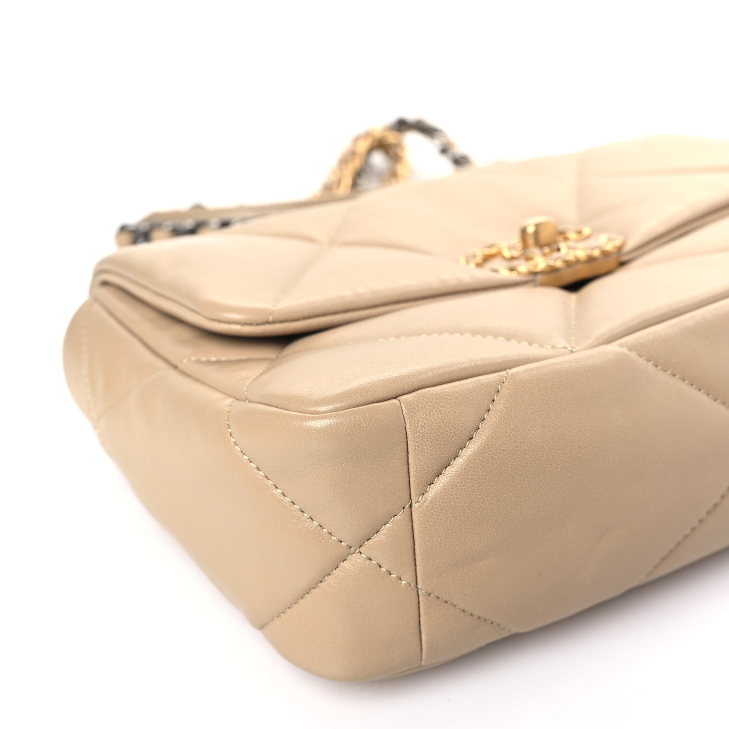 Lambskin Quilted Medium Chanel 19 Flap Light Beige