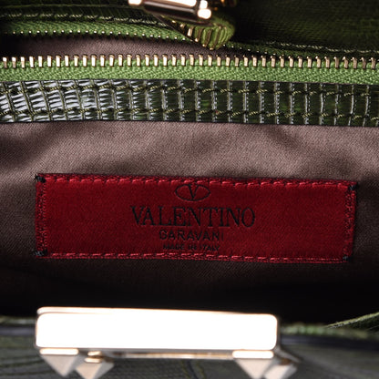Valentino Garavani Lizard Rockstud Shoulder Satchel Green 6 of 7