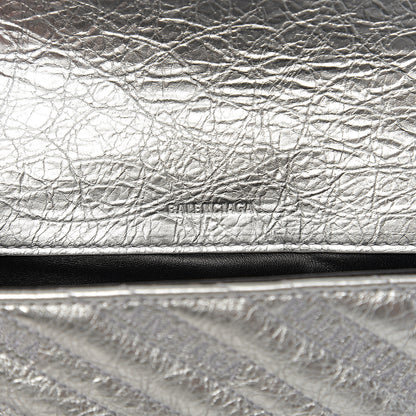 Balenciaga Metallic Arena Calfskin Logo Matelasse BB Chain Wallet Argent 5 of 8