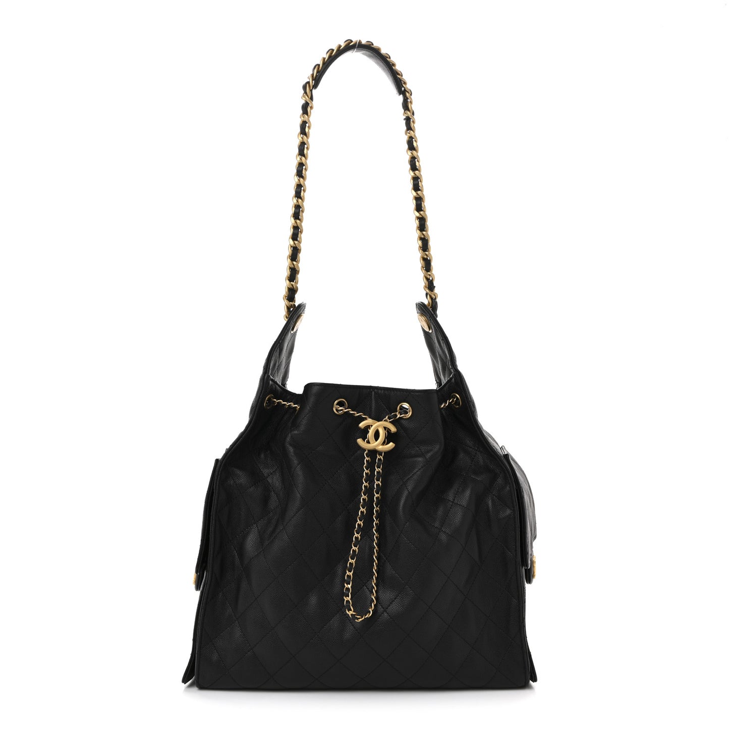 Caviar Quilted Medium Chanel 25 Handbag Black