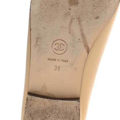 Chanel Lambskin Cap Toe CC Ballerina Flats 38 Beige Black 6 of 13
