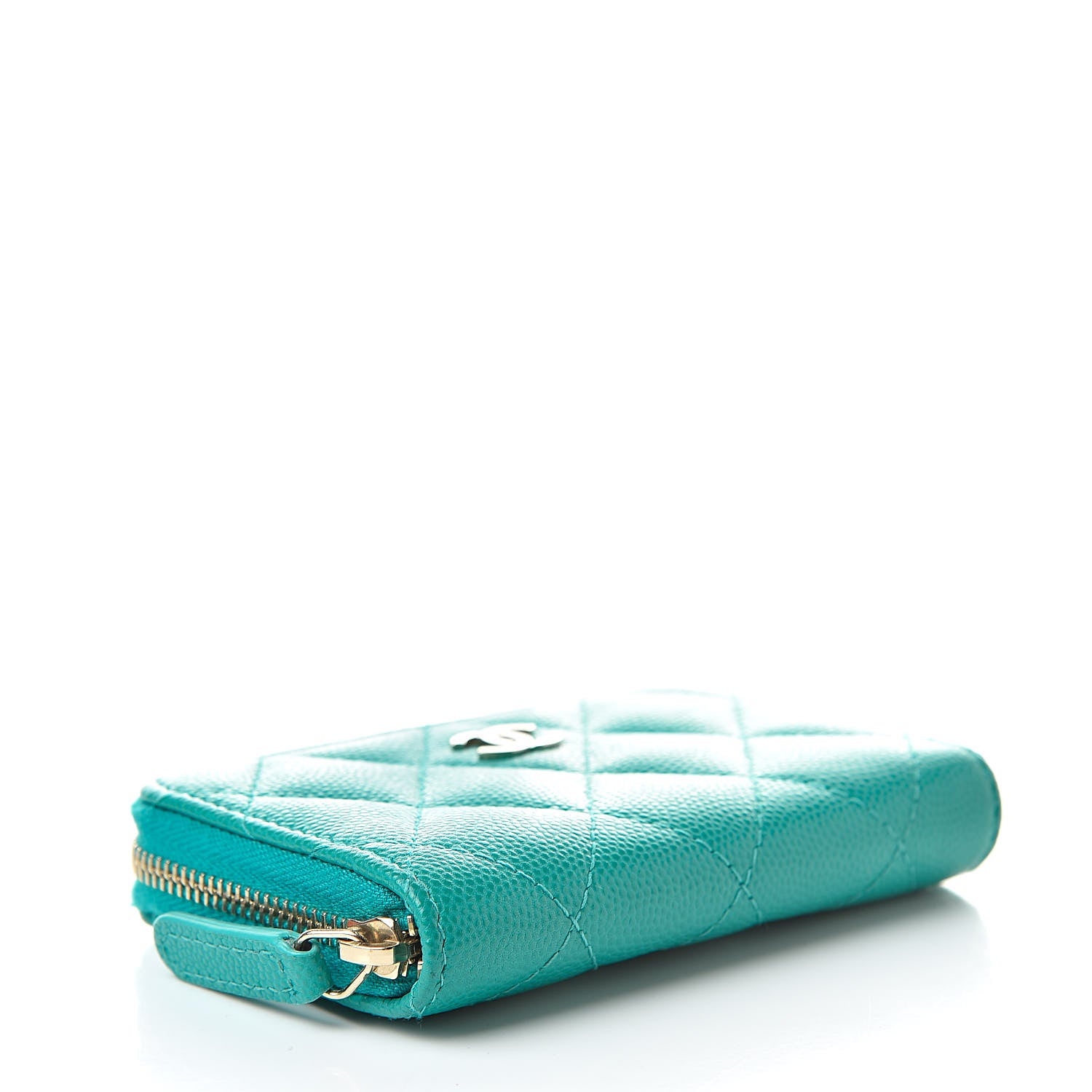 Chanel Caviar Quilted Zip Coin Purse Dark Turquoise 4 of 8