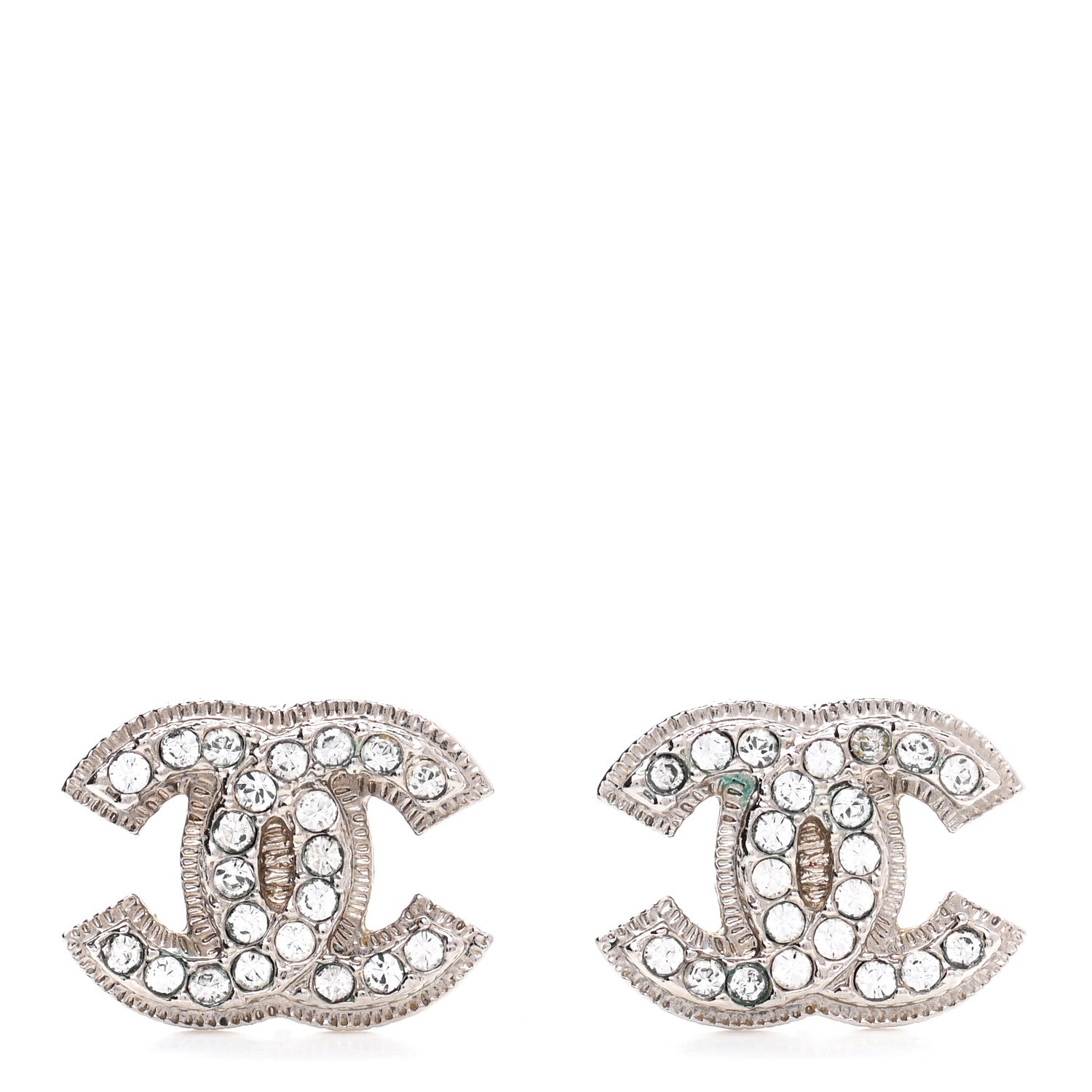Chanel Crystal CC Earrings Silver 1 of 6
