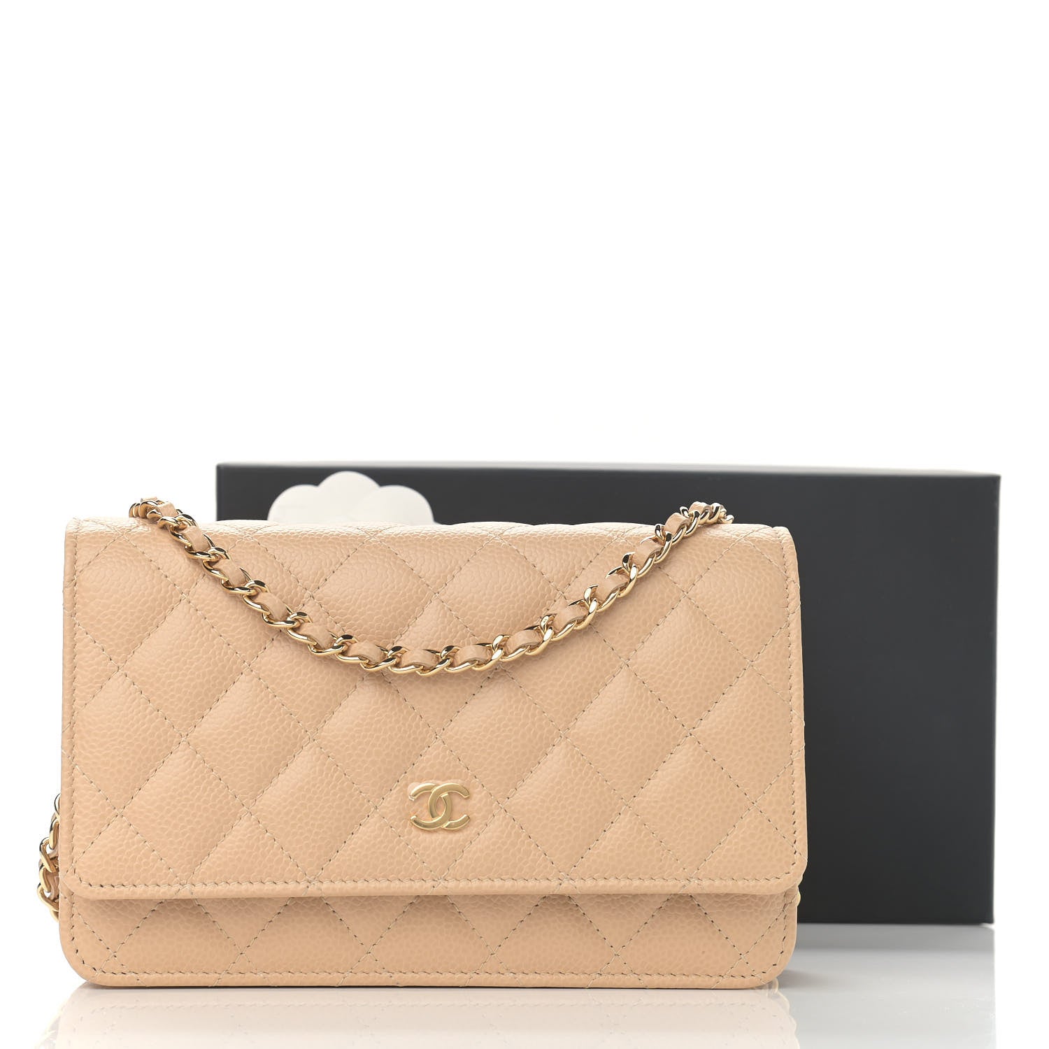 Chanel Caviar Quilted Wallet On Chain WOC Beige 12 of 12