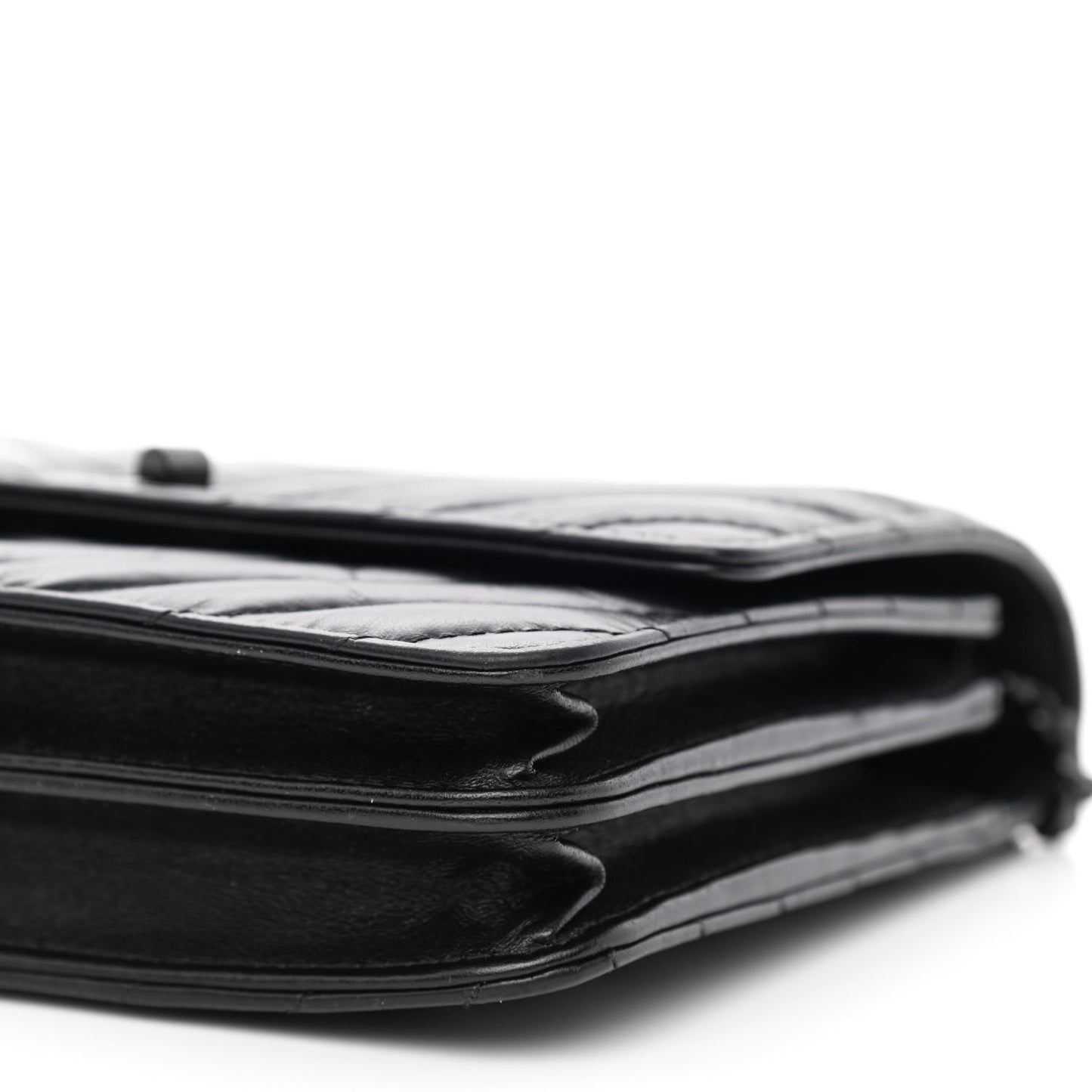 Aged Calfskin Chevron Quilted Reissue 2.55 Square Wallet On Chain WOC So Black
