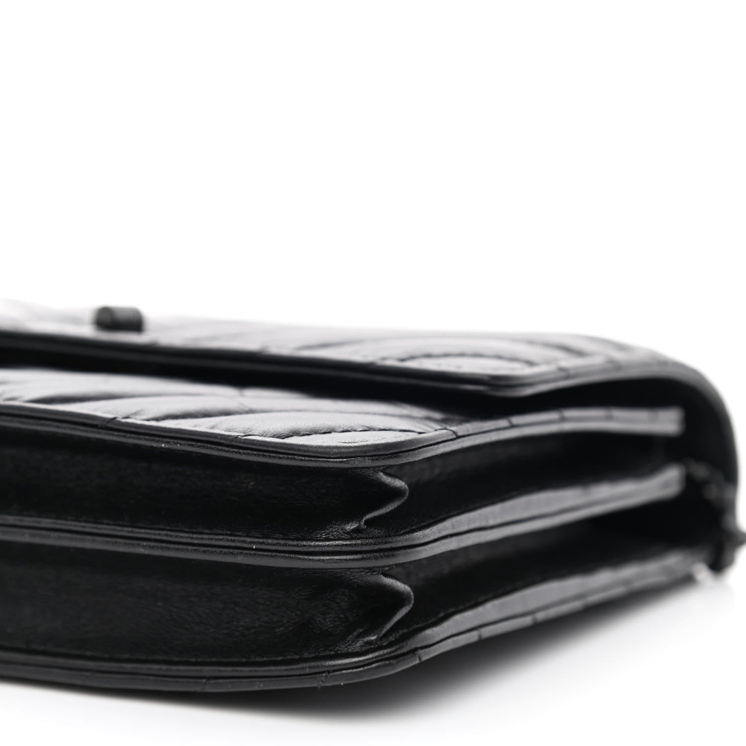 Chanel Aged Calfskin Chevron Quilted Reissue 2.55 Square Wallet On Chain WOC So Black 11 of 11