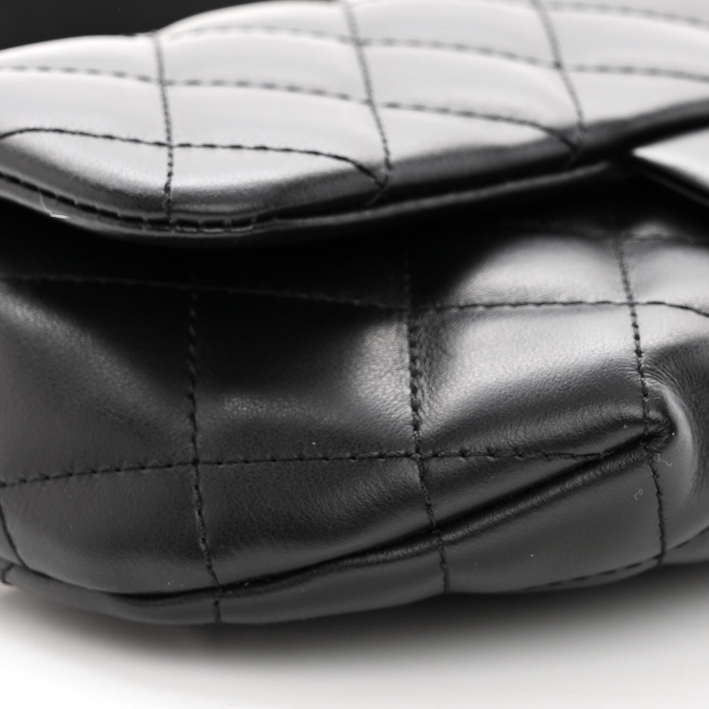 Calfskin Quilted CC Uniform Flap Belt Bag Black