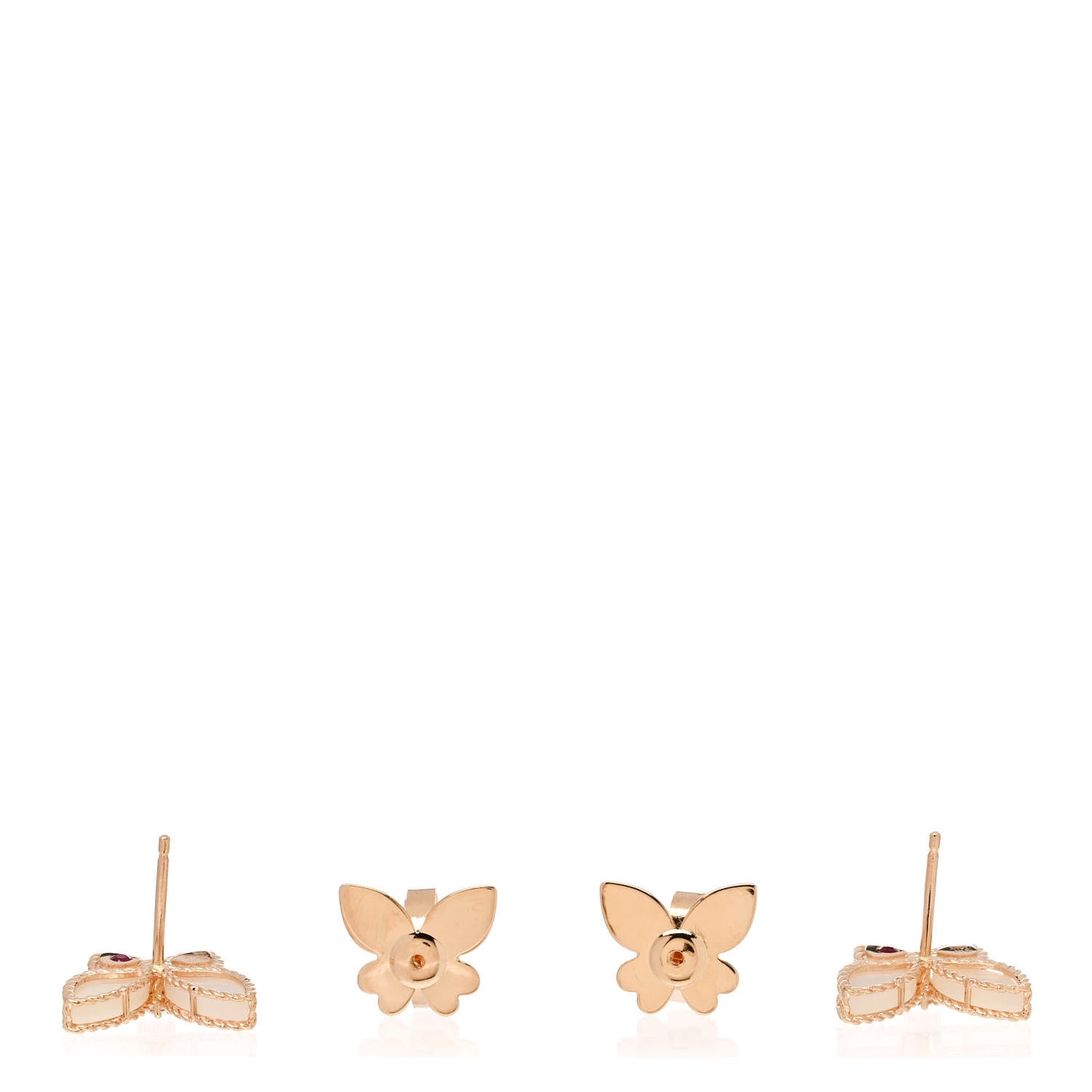 18K Rose Gold Diamond Mother of Pearl Butterfly Earrings