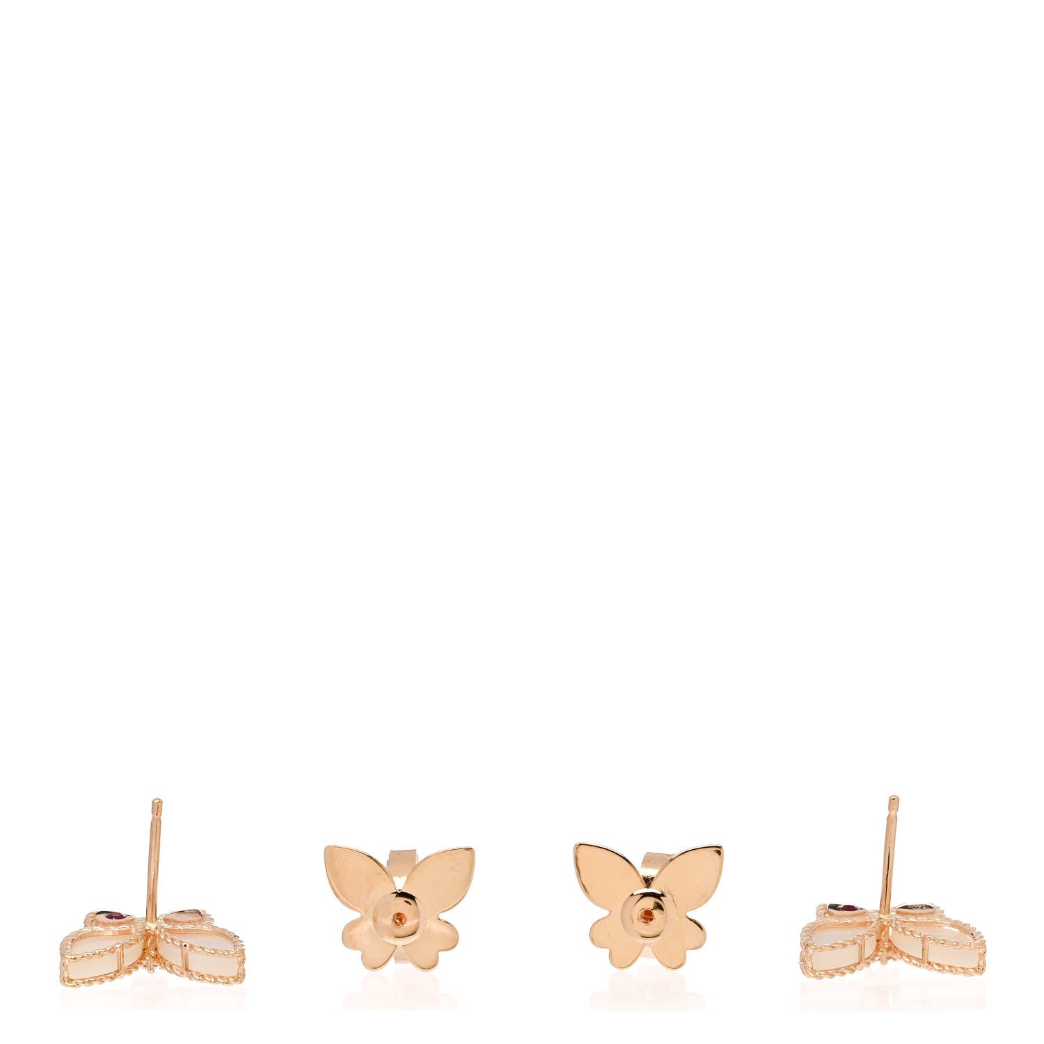 Roberto Coin 18K Rose Gold Diamond Mother of Pearl Butterfly Earrings 3 of 4