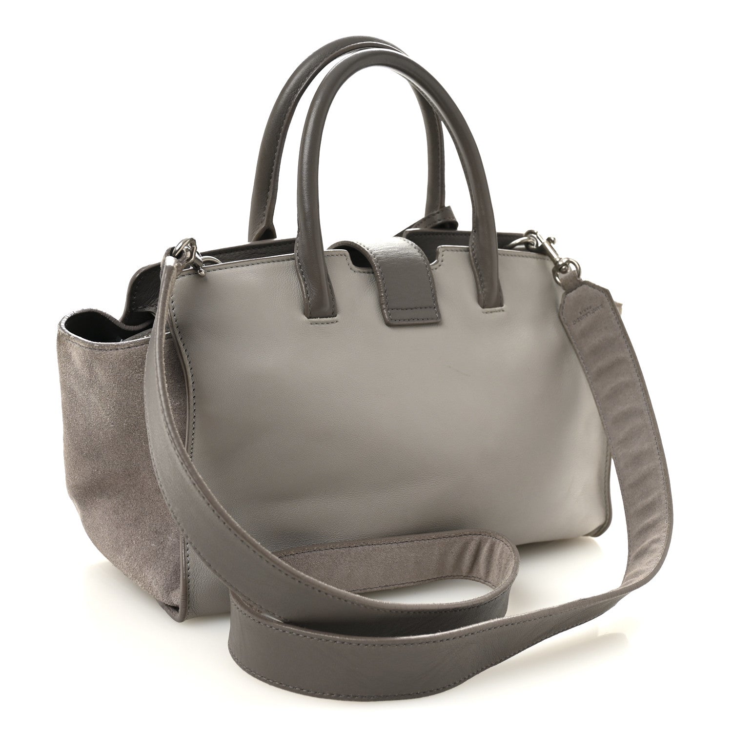 Saint Laurent Calfskin Suede Baby Monogram Downtown Cabas Grey 3 of 11