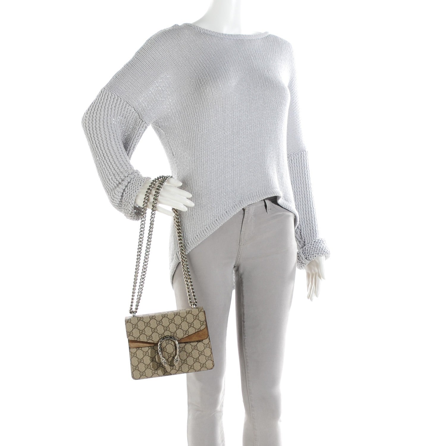 Gucci GG Supreme Monogram Mini Dionysus Shoulder Bag Taupe 2 of 7