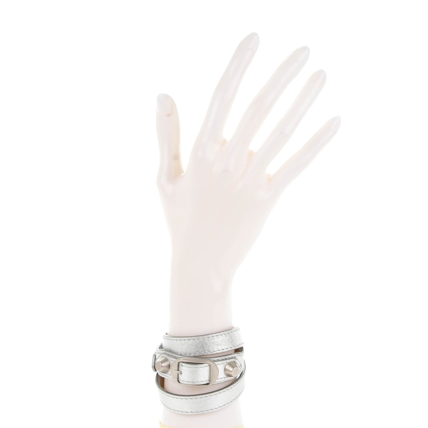Agneau Arena Classic Hardware Triple Tour M Bracelet Gris Aluminum