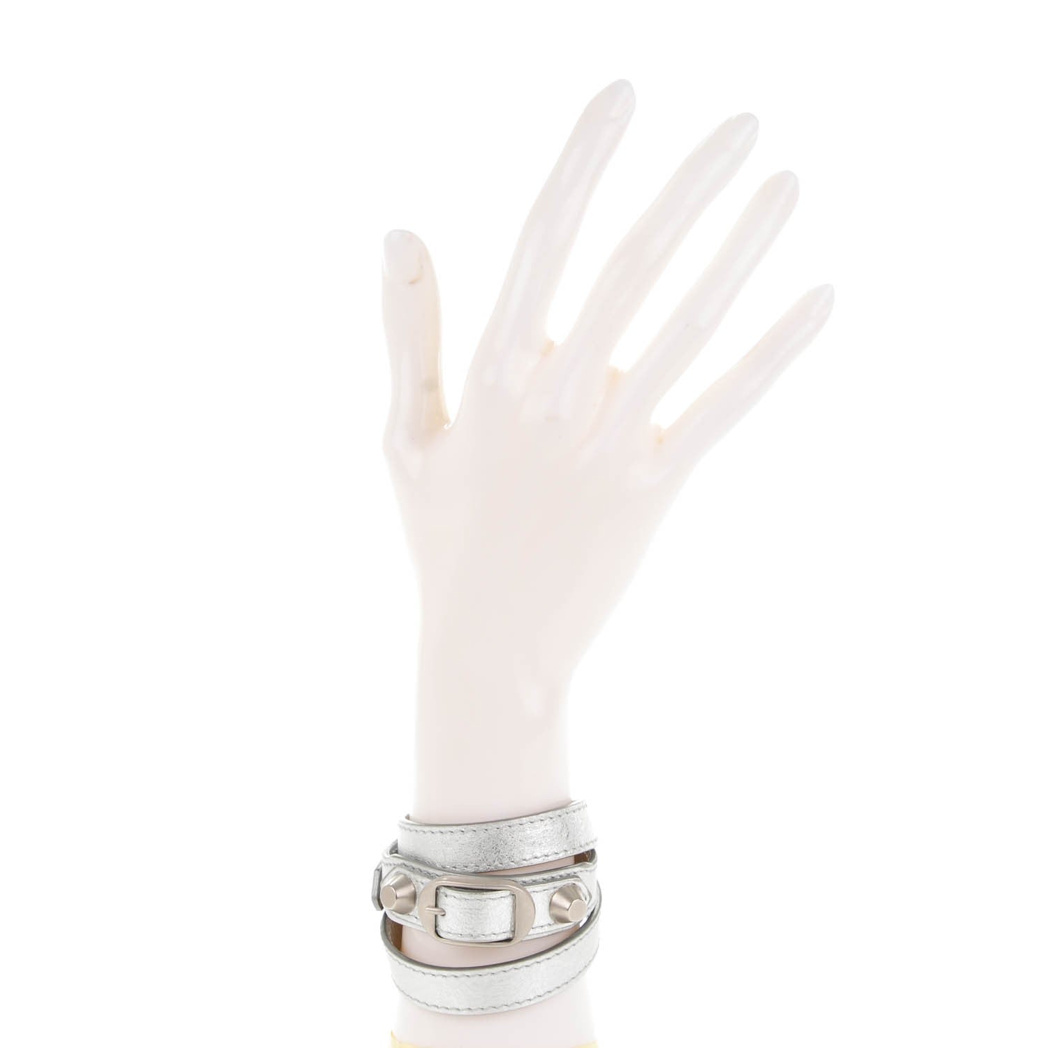 Balenciaga Agneau Arena Classic Hardware Triple Tour M Bracelet Gris Aluminum 2 of 6