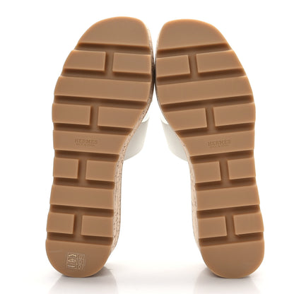 Hermes Calfskin Cork Eze 30 Sandals 39 White 5 of 9