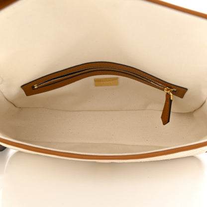 Fendi Canvas Vitello King Bi-Color Strap FF Embroidered Baguette Grezzo Brandy Cuoio 5 of 10