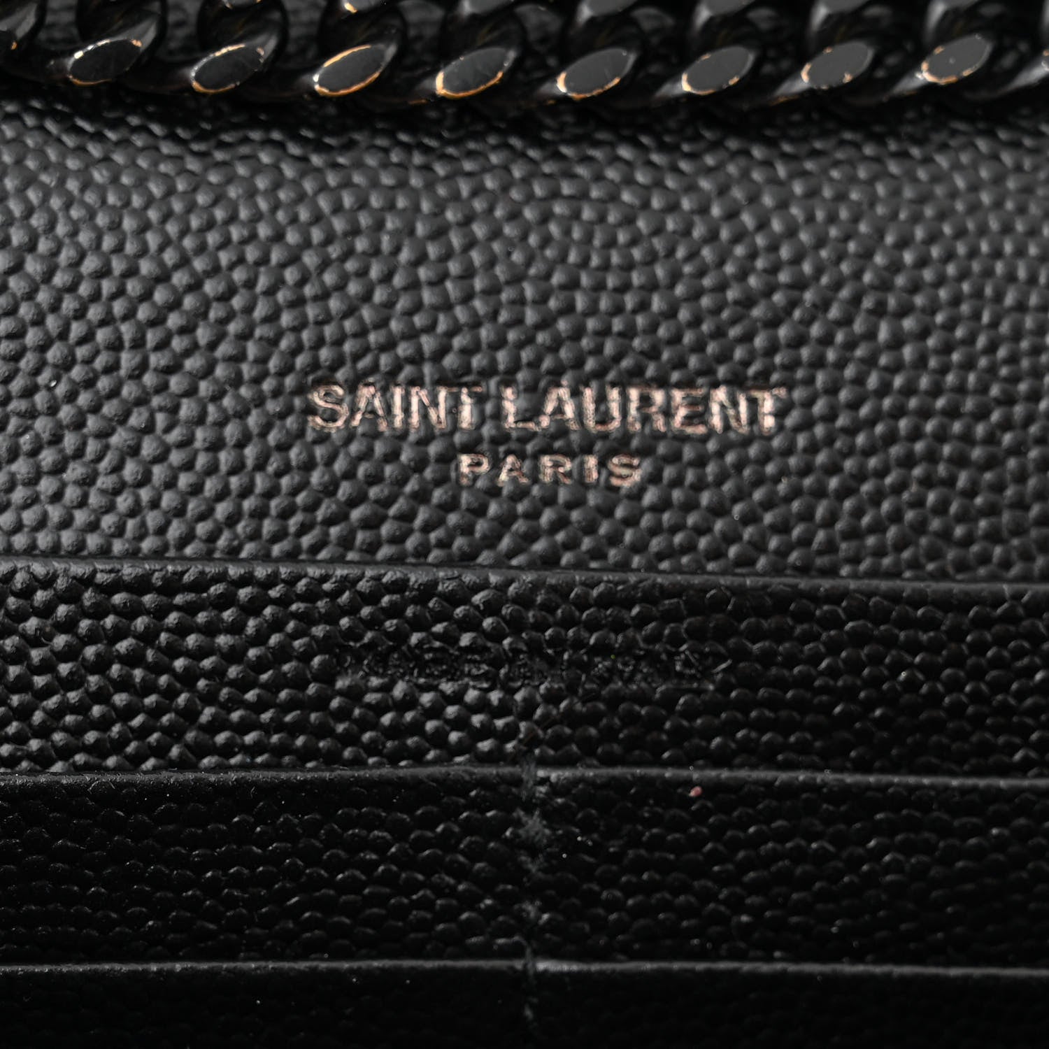 Saint Laurent Grain De Poudre Matelasse Chevron Monogram Monochrome Chain Wallet Black 7 of 16