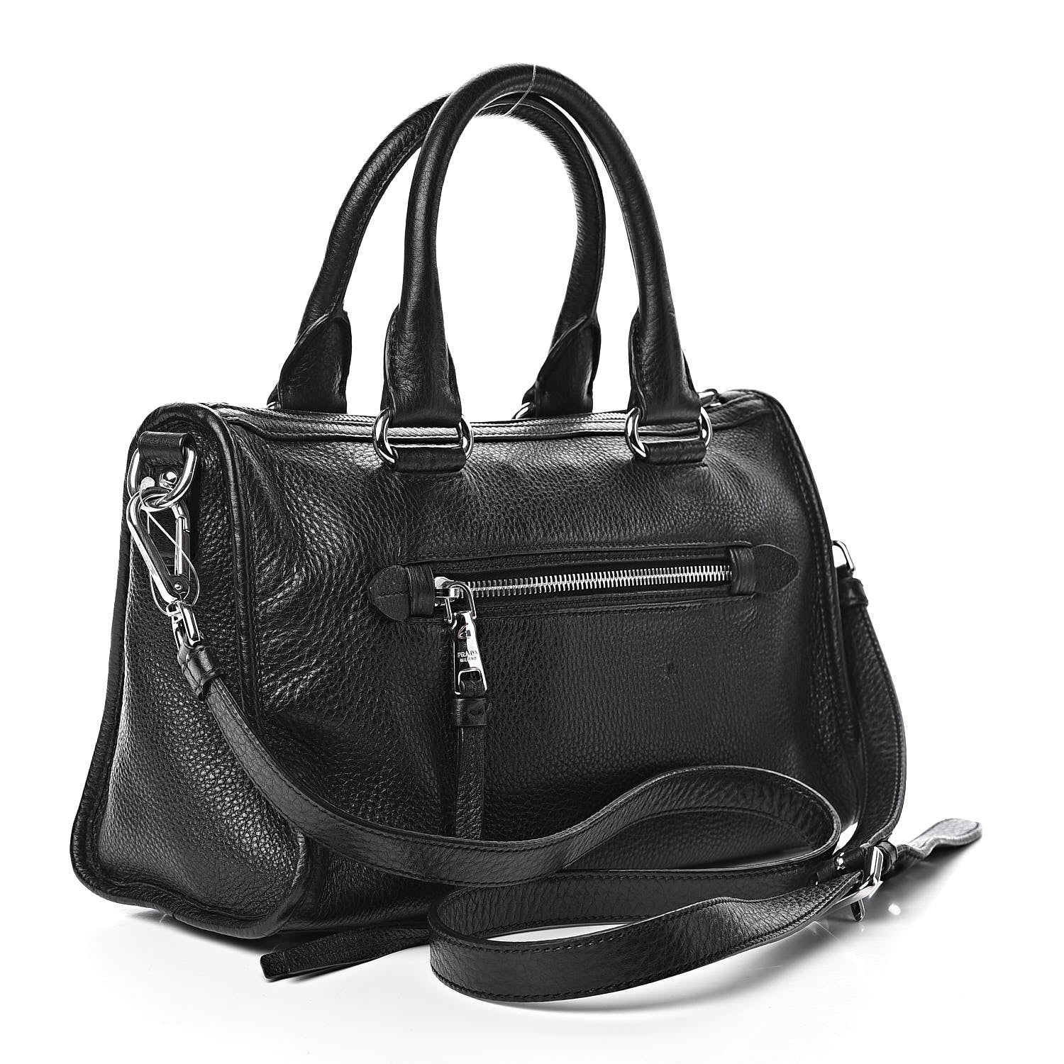 Prada Vitello Daino Shopping Satchel Black 3 of 11